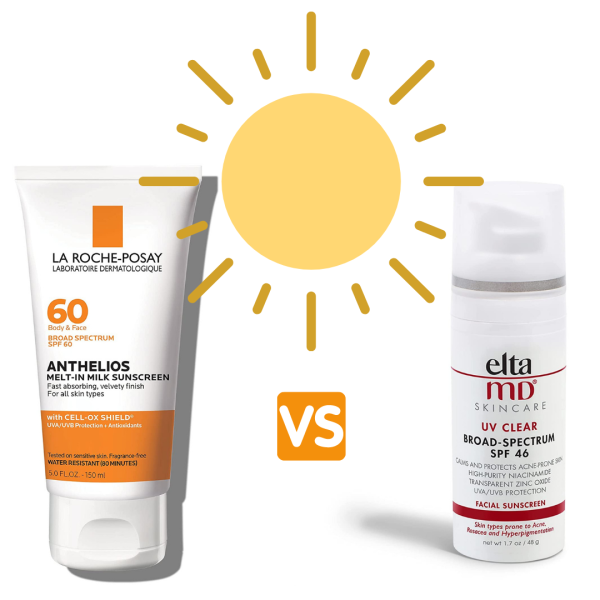 Elta MD 46 SPF Clear Skin Sunscreen vs La Roche Posay SPF 60 Sunscreen